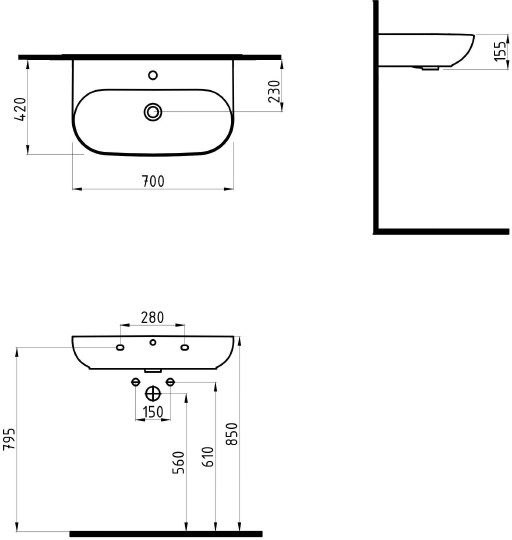 раковина накладная 70 см bien vokha mdls07001fd1w3000