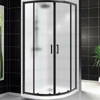 Душевой уголок BelBagno Uno 90х90 UNO-195-R-2-90-P-NERO профиль Черный матовый стекло рифленое