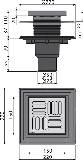 душевой трап alcaplast apv4444