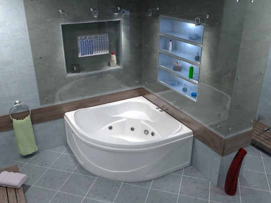 акриловая ванна bas хатива 143x143 flat (вг00265), гидромассажная