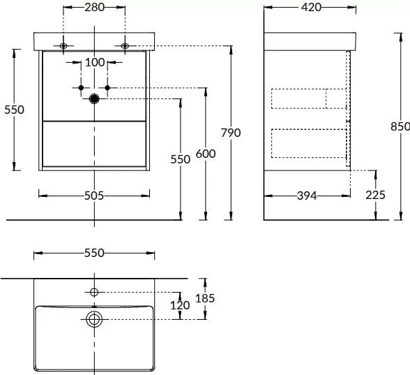 тумба под раковину kerama marazzi pro pro.55.2\wht.m 55 подвесная, 2 ящика, белый матовый