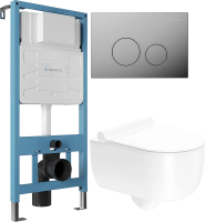 Комплект 3 в 1 Унитаз подвесной STWORKI Ольборг HCOLB1700SC безободковый, с микролифтом + Инсталляция Aqueduto Tecnica TEC01 + Кнопка Circulo CIR0100 цвет хром