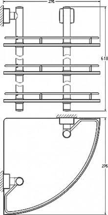 Полка стекляннаяFBS Esperado ESP 073 угловая 3-ярусная