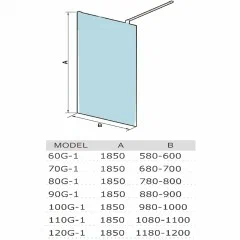 душевая перегородка weltwasser ww400 walk-in 70g-1 70x185 см, с опорным профилем, без поддона