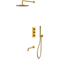 Душевой комплект Whitecross Y YSET11GLB 300 мм, с термостатом, золотой матовый