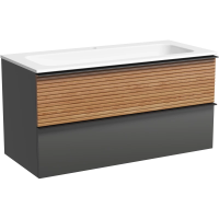 Тумба с раковиной Sancos Delta DL100GR + CN7013 101 см, подвесная, дуб красный/графит матовый