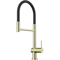 Смеситель Omoikiri Kanto 2 Plus-SB 4994461 для кухни, гибкий излив, с подключением к фильтру, светлое золото/ черный