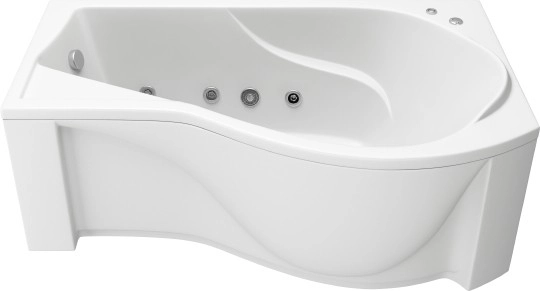 акриловая ванна bas капри 170x95 r flat (вг00101), гидромассажная