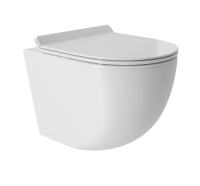 Унитаз Aqueduto OVO Daily OVOTD2210 подвесной, безободковый, смыв Торнадо, сиденье с микролифтом, 48х36 см, белый глянцевый