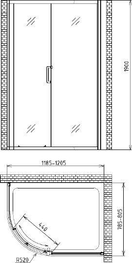 душевой уголок gemy victoria s30181 120×80 см