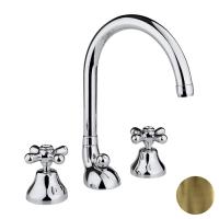 Nicolazzi Nicolazzi Nuova Brenta Смеситель для раковины на 3 отверстия, с донным клапаном, высокий поворотный излив: 190мм, цвет: бронза