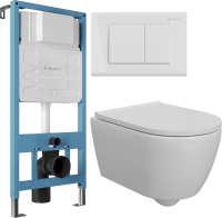 Комплект Унитаз подвесной DIWO Коломна 0700 + Инсталляция Aqueduto Tecnica TEC01 + Кнопка Quadrado QUA0110 европейский белый