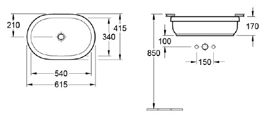 раковина встраиваемая 41 см villeroy & boch architectura 4176 60 01