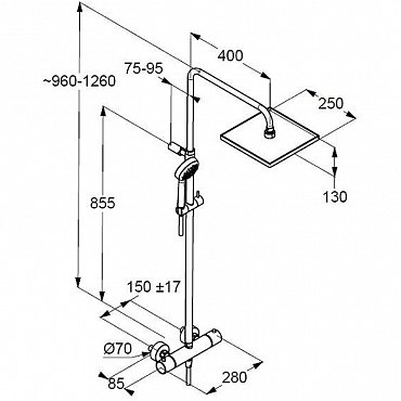 душевая стойка kludi logo dual shower system 6809805-00 с термостатом