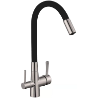 Смеситель Savol S-L1806L-01 для кухни, с подключением к фильтру, цвет сатин матовый / черный