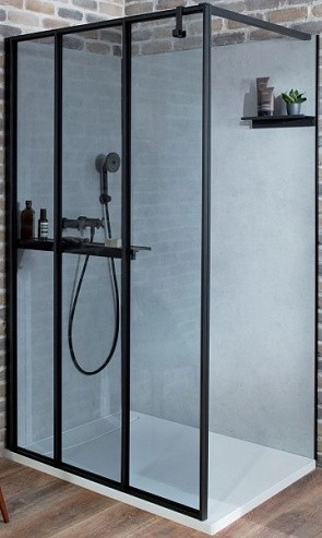 душевая стенка jacob delafon nouvelle vague 30 e94wi30-mz профиль черный, стекло зеркальное