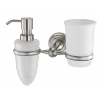 Дозатор для жидкого мыла WasserKRAFT Ammer K-7089 со стаканом для зубных щеток, цвет хром матовый