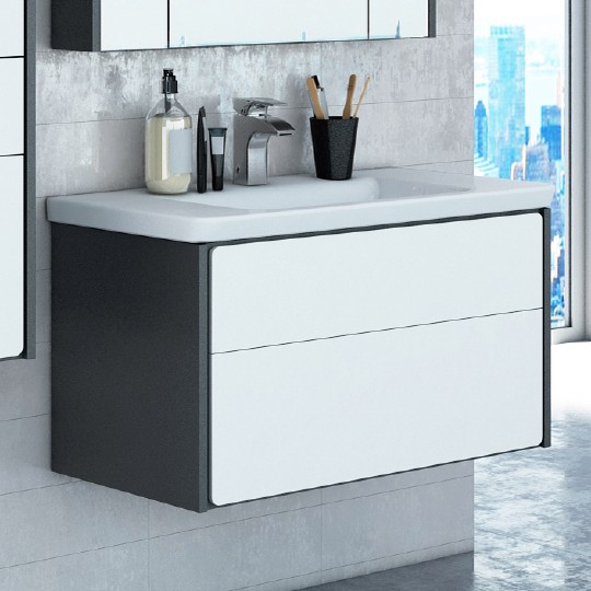 Тумба под раковину Roca Ronda 70 ZRU9302964 подВЕСная Белый глянец Антрацит