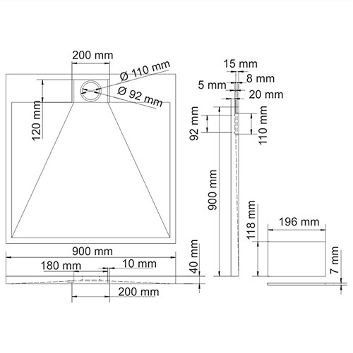 душевой поддон из стеклопластика wasserkraft alme 15t03 90x90x4 цвет белый