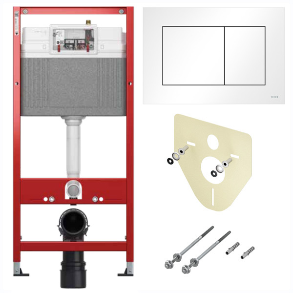 система инсталляции для унитазов tece base 9400413 4 в 1 с кнопкой смыва белая глянец
