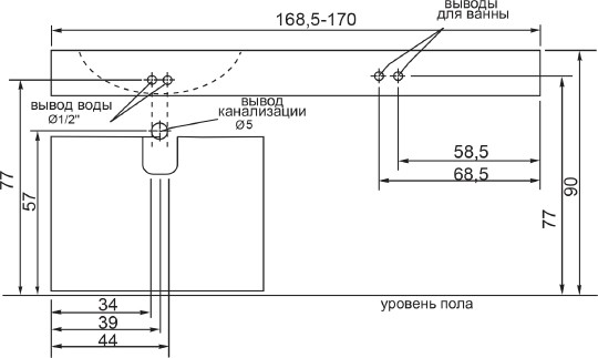 раковина над стиральной машиной цвет и стиль фокус нф-00013708 170 l