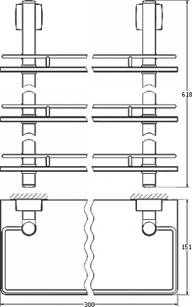Полка стеклянная FBS Esperado ESP 067 3-ярусная 30 см