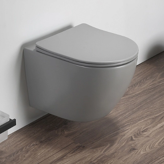 унитаз azario grado az-0046 sp mh подвесной, безободковый, с сиденьем микролифт, 49x38x38 см, светло-серый