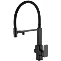 Смеситель для кухни с гибким изливом и подключением фильтра WONZON & WOGHAND, черный матовый (WW-88458012-MB)