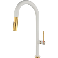 Смеситель для кухни Rivelato Asti 3972500 brina oro с выдвижным изливом, золотой/иней