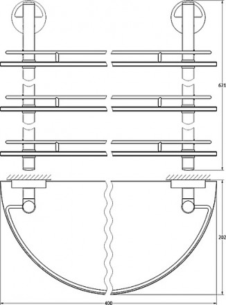 Полка стеклянная FBS Luxia LUX 082 3-ярусная 40 см