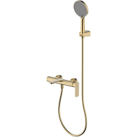 Смеситель для ванны AQUAme Monza AQM6312BG с душевым гарнитуром, золотой матовый