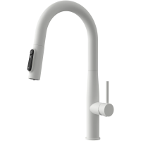 Смеситель для кухни Kaiser Vita 43344-4 с подключением к фильтру, выдвижным изливом, белый матовый