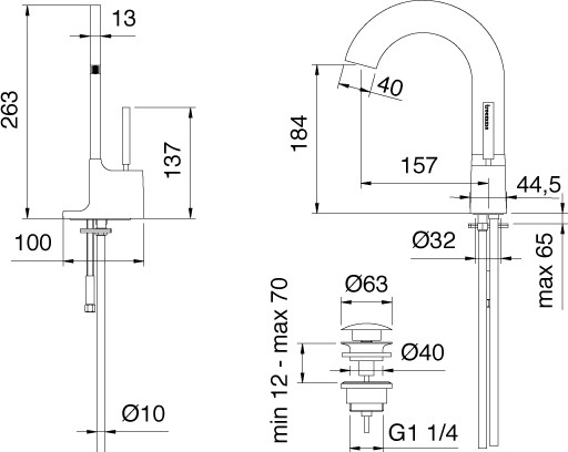 смеситель для раковины treemme cut 3310.nc