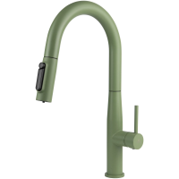 Смеситель для кухни Kaiser Vita 43344-21 с подключением к фильтру, выдвижным изливом, зеленый матовый