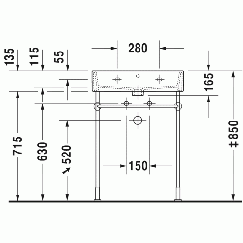 раковина накладная/подвесная duravit vero air 60 см 2350600041