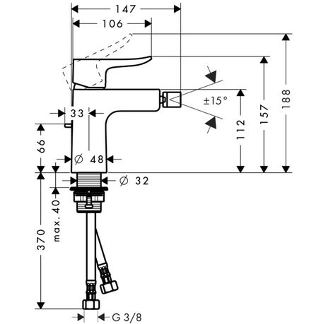 смеситель hansgrohe metris 31280000 для биде, с донным клапаном, хром