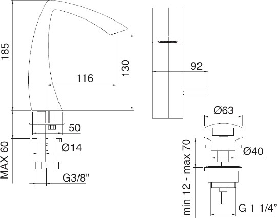 смеситель для раковины treemme arche it0210ccahzz, цвет хром