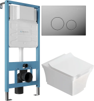 Комплект 3 в 1 Унитаз подвесной STWORKI Хадстен SETK3304-0616-001-1-6000 + Инсталляция Aqueduto Tecnica TEC01 + Кнопка Circulo CIR0100 цвет хром