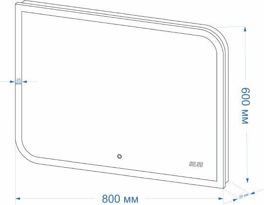 зеркало континент fantasy led 800х600 с подогревом, часами