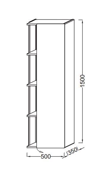 шкаф-пенал jacob delafon terrace 50 см l/r, eb1179g-274, подвесной, черный лак