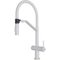 Смеситель для кухни Paulmark Zender Ze213155-WH с подключением к фильтру, гибким изливом, белый матовый