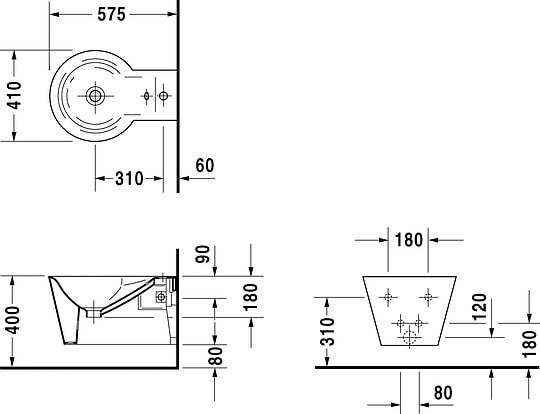 биде подвесное duravit starck 1 02741500001-wg антигрязевое покрытие