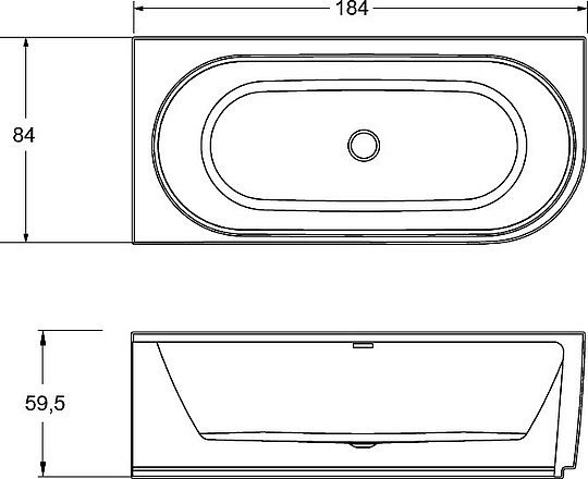 акриловая ванна riho desire 184x84 b087001005 (bd0500500000000) r без гидромассажа