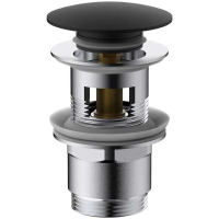 Донный клапан Vincea DPU-1B01MB клик клак, для раковины, с переливом, черный матовый