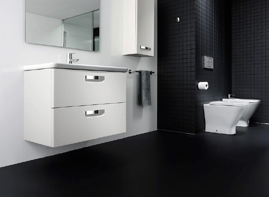 тумба под раковину roca the gap, 80 см, белый глянец zru9302877