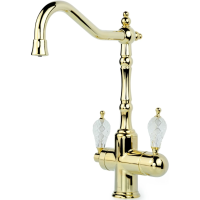 Смеситель для кухни Boheme Tradizionale Crystal 112-CRST с подключением к фильтру, золотой