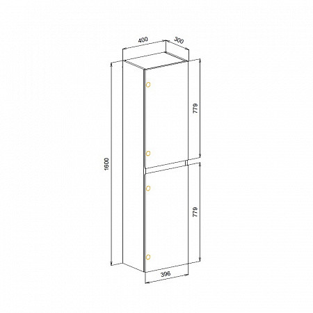 шкаф пенал cezares molveno 40 molveno-1600-2a-sc-antr подвесной, цвет антрацит.