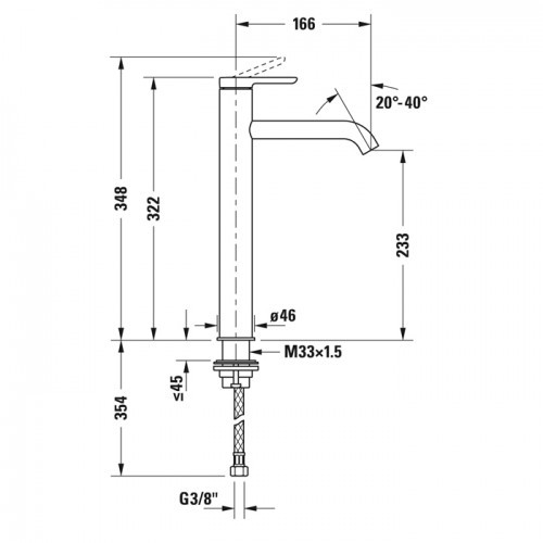 смеситель для раковины duravit c11040002046 цвет черный матовый