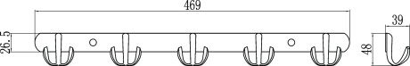 Планка с крючками Savol S-002255