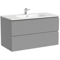 Тумба под раковину Sancos Folk FL90ES 89 см, подвесная, светло-серый матовый